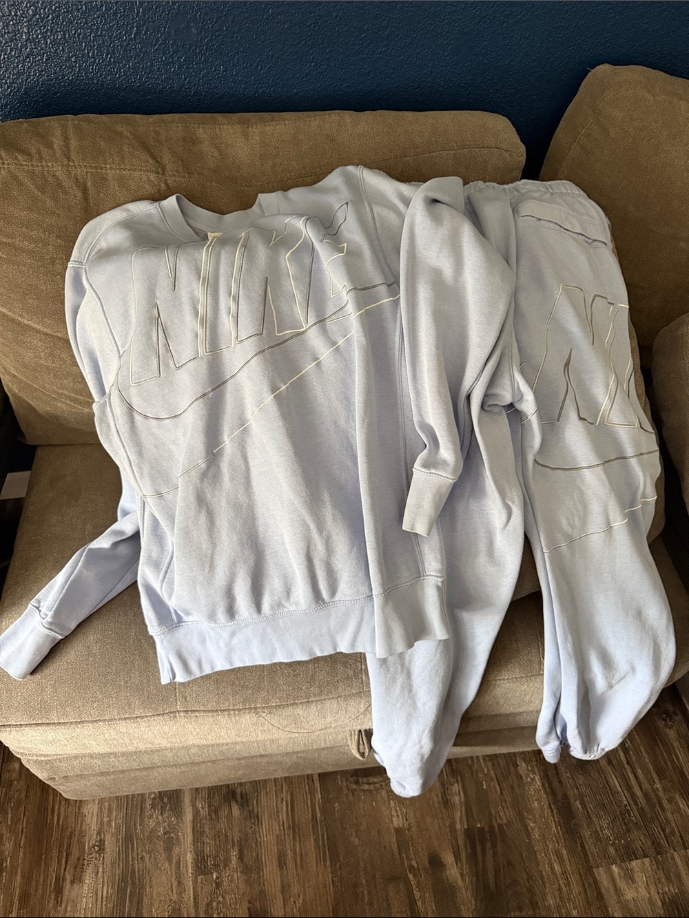 Nike Men's Pale Blue Crewneck Sweatsuit